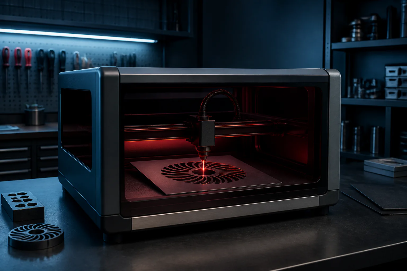 Sample enclosed laser fabrication machine